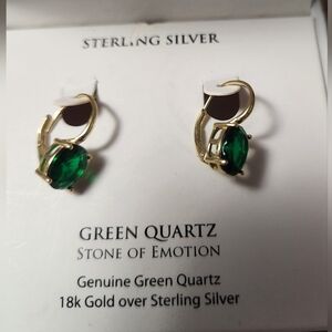 MACY'S, GENUINE GREEN QUARTZ EARRINGS, STONE OF EMOTION, MACY'S FINEST